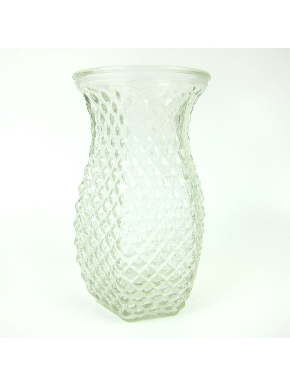 Vintage Hoosier Glass Vase Diamond Pattern Pineapple 6" Mid-Century Modern 1950s - Picture 4 of 11